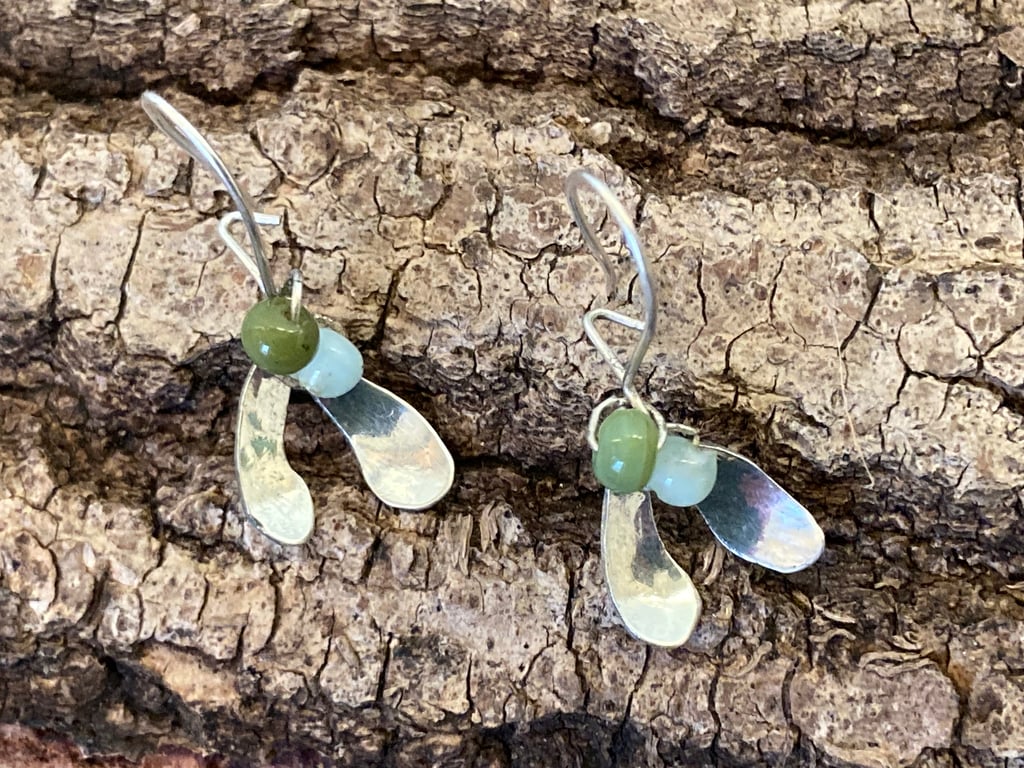 Tiny sterling silver mistletoe earrings