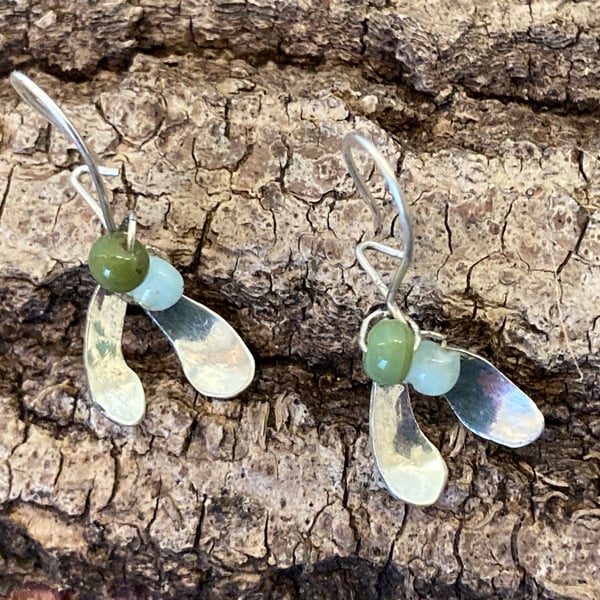 Tiny sterling silver mistletoe earrings