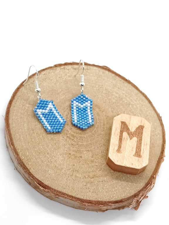 Ehwaz viking rune beaded earrings