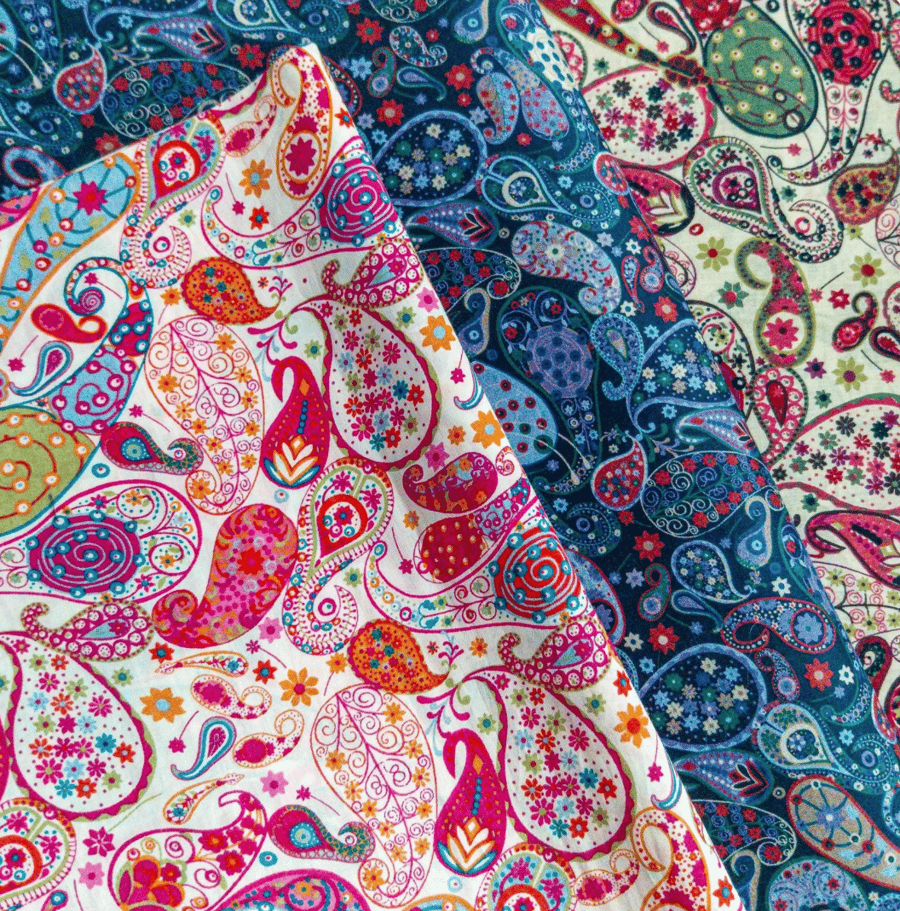 Fabric LIBERTY Tana Lawn Cotton Paisley last pieces 2 colour ways pink and blue