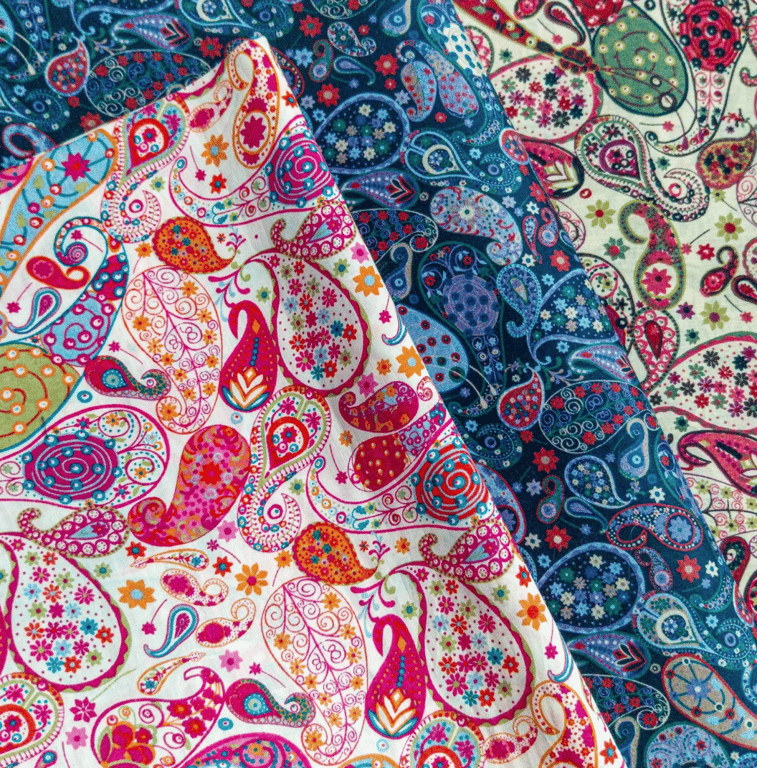 Fabric LIBERTY Tana Lawn Cotton Paisley last pieces 2 colour ways pink and blue
