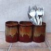 Cutlery drainer toothbrush holder utensil jar hand thrown pottery ceramic