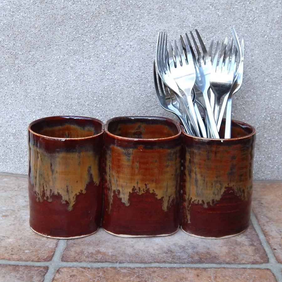 Cutlery and utensil storage pot hand thrown stoneware handmade pottery ceramic