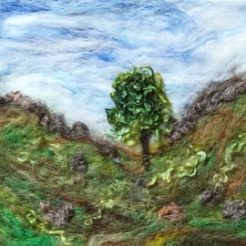 Needle felted  picture - Sycamore Gap -  Textile art - free postage