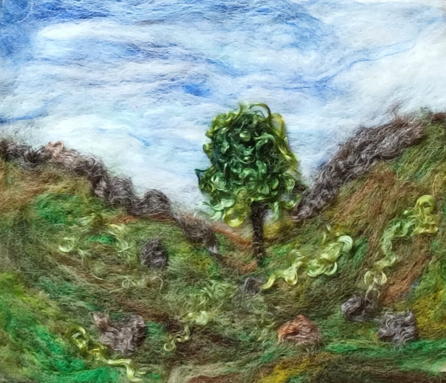 Needle felted  picture - Sycamore Gap -  Textile art - free postage