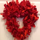 Red Heart Shaped Rag Wreath