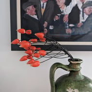 Perfectly Imperfect Ceramic Rosehips, Two Stems (four berries) in Red 