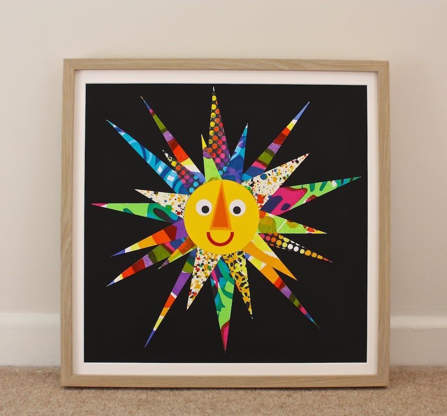 HERE COMES THE SUN III-LARGE FRAMED COLLAGE PICTURE