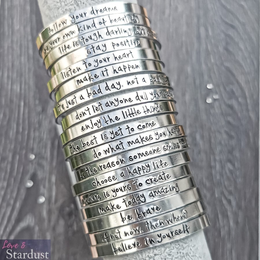 CUSTOM CUFF - CHOOSE YOUR OWN WORDING Hand Stamped Bracelet