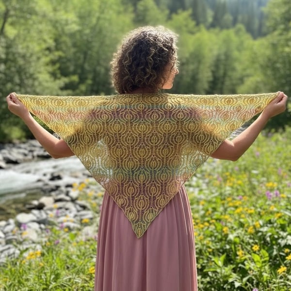 Knitting Pattern for Brioche triangular shawl 