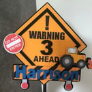 Construction Themed Birthday Cake Topper Personalised 