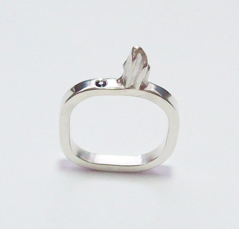 Sapphire Ring , Fantasy Art Jewellery , Ring Size M Sterling Silver Hallmarked