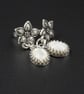 Cream mother of pearl and antique silver flower earrings - Image 1