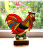 Rooster Stained Glass Ornament Cockerel Richard XII On Oak Stand - Image 3