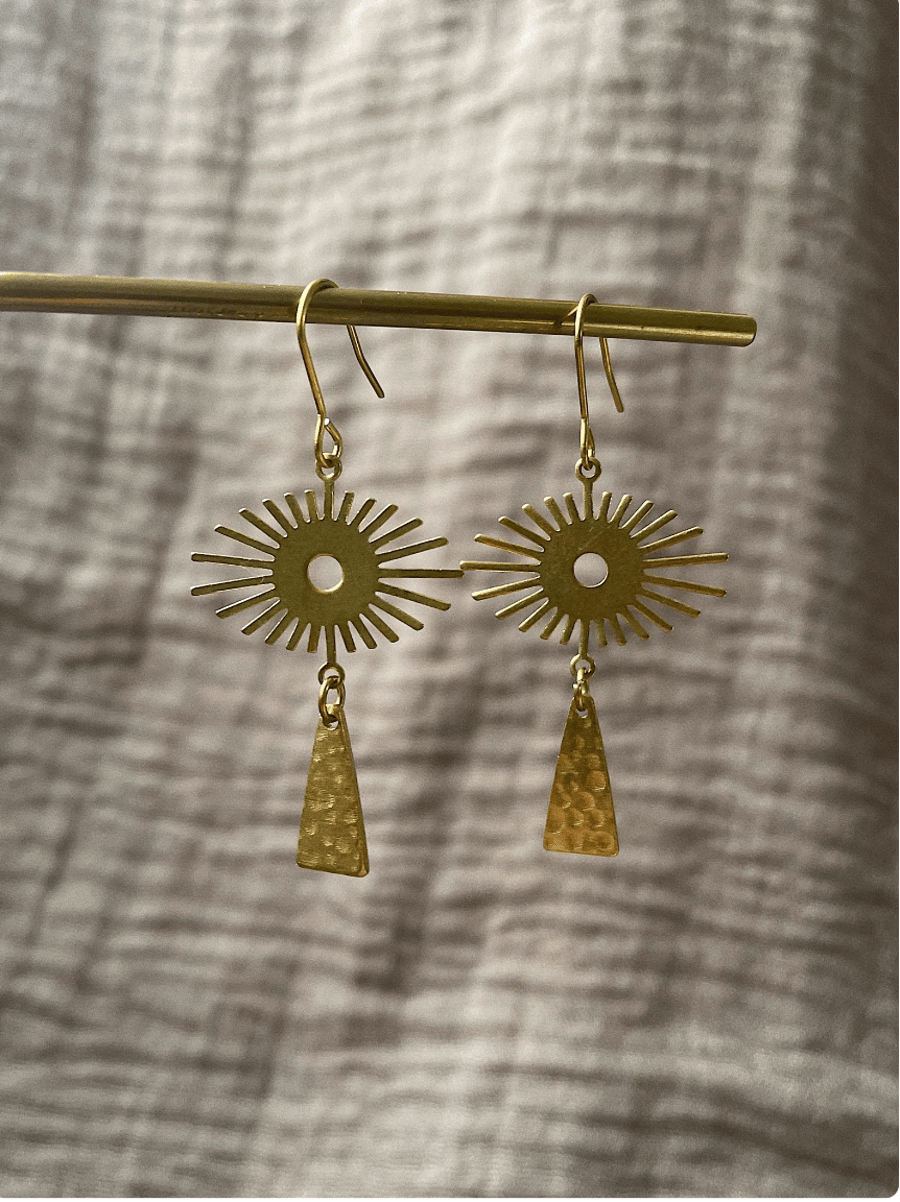 Celestial bohemian brass earrings, statement jewellery, brass jewellery
