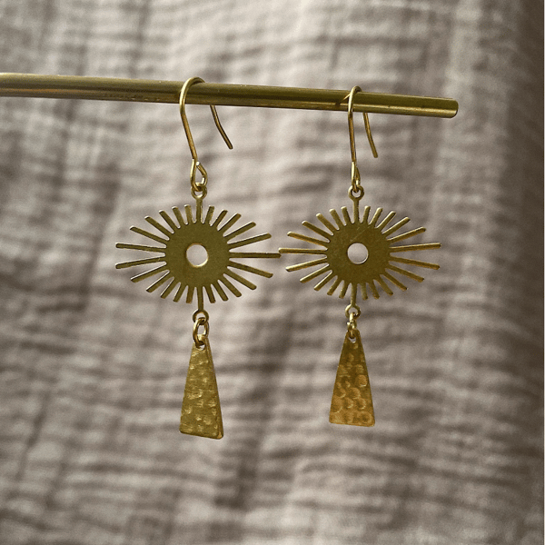 Celestial bohemian brass earrings, statement jewellery, brass jewellery