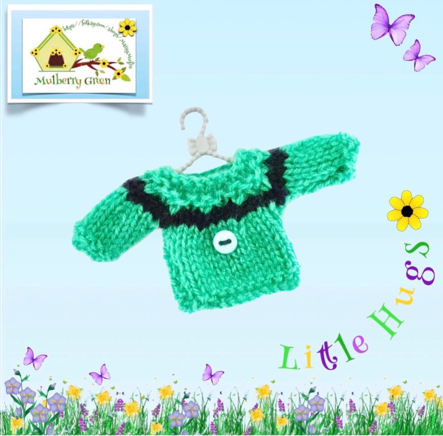 Turquoise and Navy Striped Jumper to fit the Little Hug Dolls