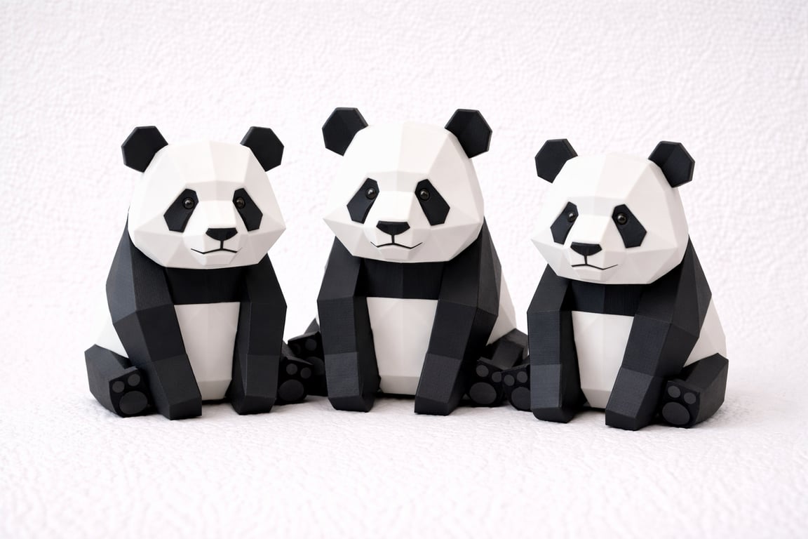 Handmade Origami Panda Bear Figurine