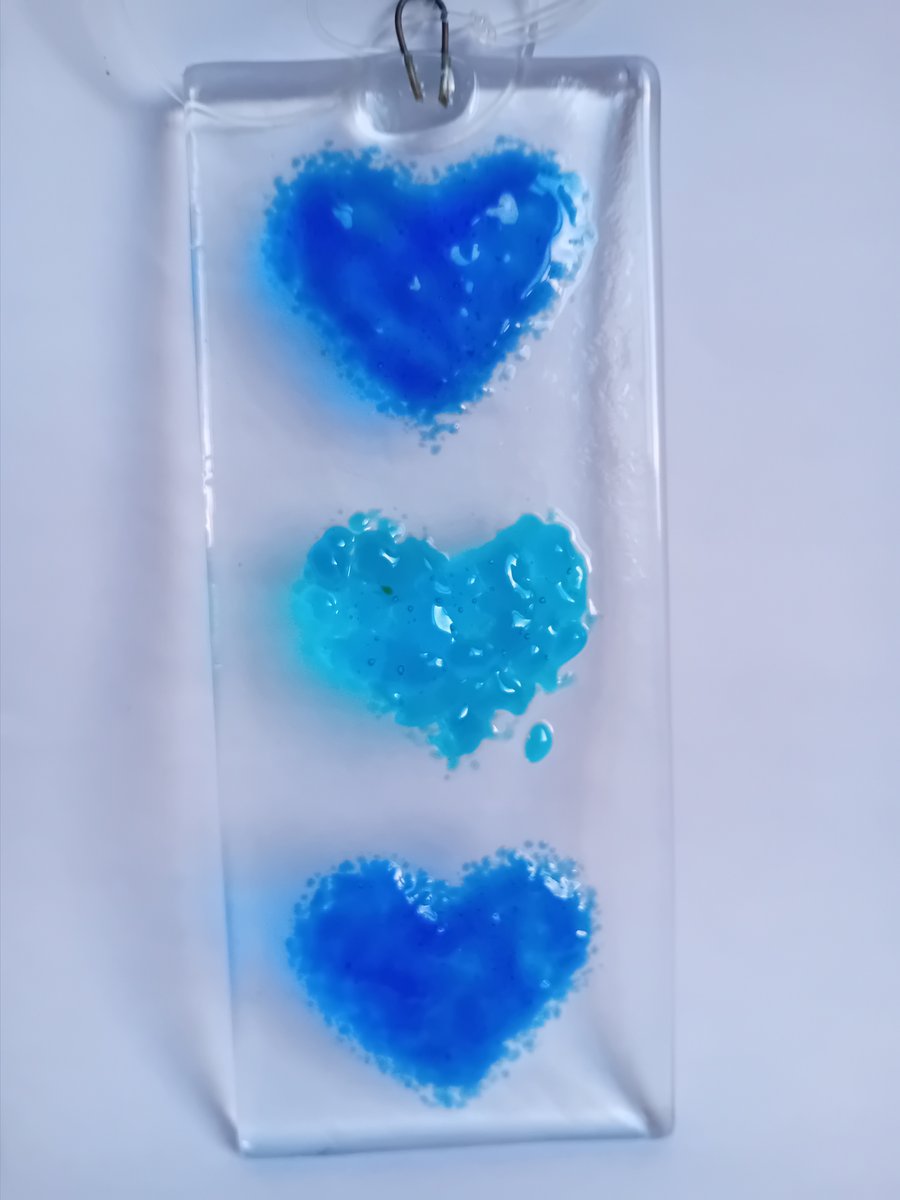 Blue Heart Glass Suncatcher 