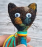 Funky Needle-Felted Cat Ornament – Handmade Wool Sculpture with Scarf (One Cat) - Image 8