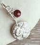 Sterling silver  botanical pendant with ruby charm on silver chain - Image 6