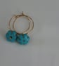 Turquoise Earrings With Gold Bead on Gold Hoops Drops Dangle - Image 6
