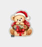 Unique Funny Christmas Sticker Xmas Decal - Cute Teddy Bear & Flowers - Image 1