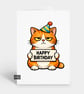 Funny Grumpy Birthday Card For Him Or Her - Cat Holding Sign