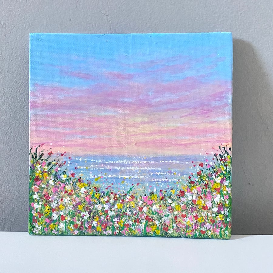 Acrylic sunset painting on canvas