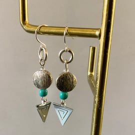 Stainless Steel Triangle Charm Earrings.