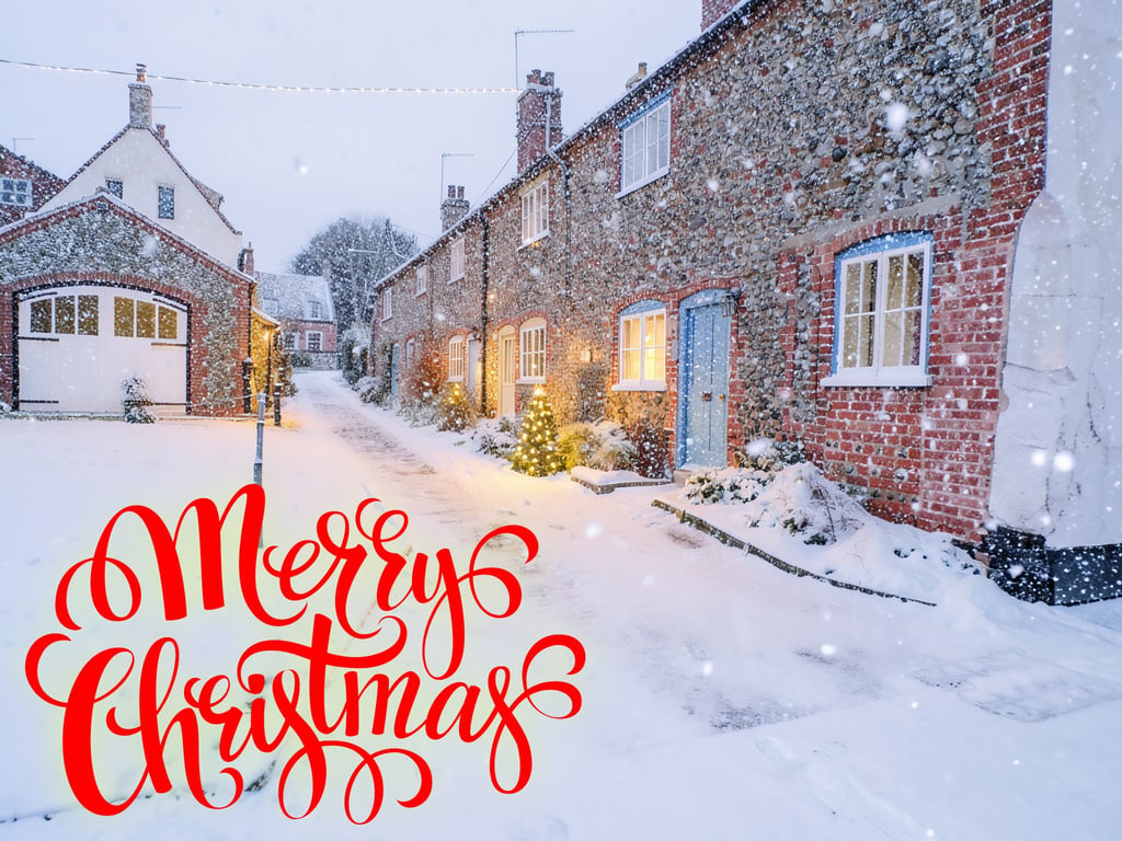 Wells-Next-The Sea Cottages Norfolk Christmas Greeting Card A5