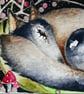 Mounted Original Woodland Sleeping Wolf under the Moon Watercolour  - Image 5