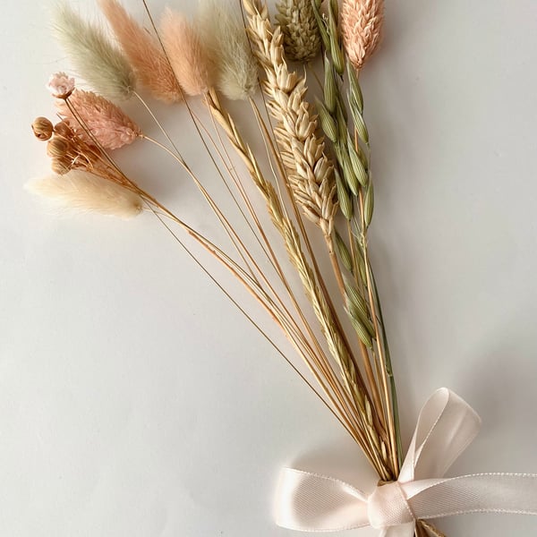 Ribbon Tied Dried Flowers Soft Pinks Soft Greys Neutrals Dry Flowers Decoration 