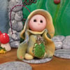 Sale Tiny Garden Gnome 'Mae' with sparkly shell OOAK Sculpt Ann Galvin