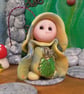 Tiny Garden Gnome 'Mae' with jewelled belt OOAK Sculpt Ann Galvin