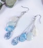 Blue and white teardrop earrings -  - 18k gold plate cubic zirconia earrings - Image 2