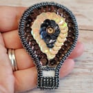 Bead embroidery Air Balloon - Pendant or Brooch
