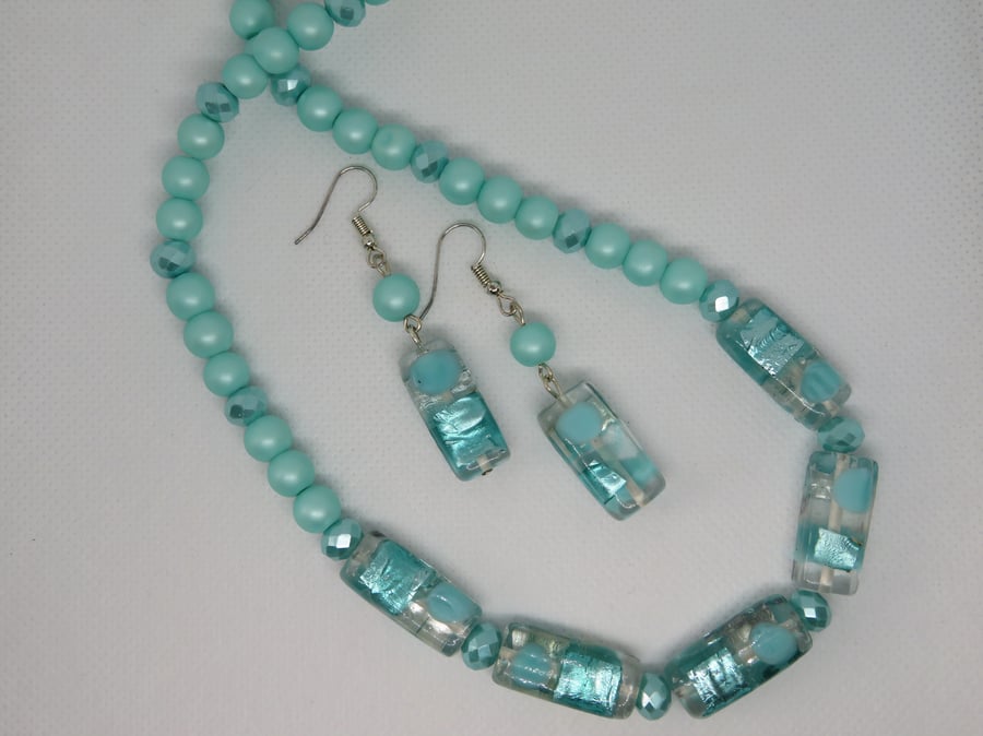 Aqua Necklace and Earrings set