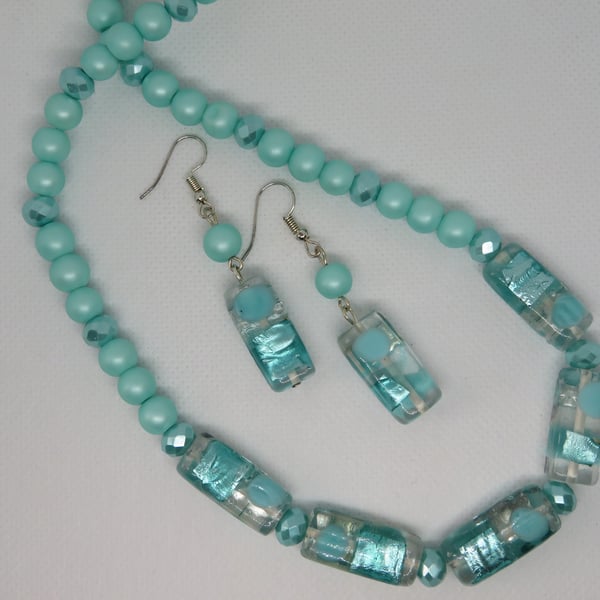 Aqua Necklace and Earrings set