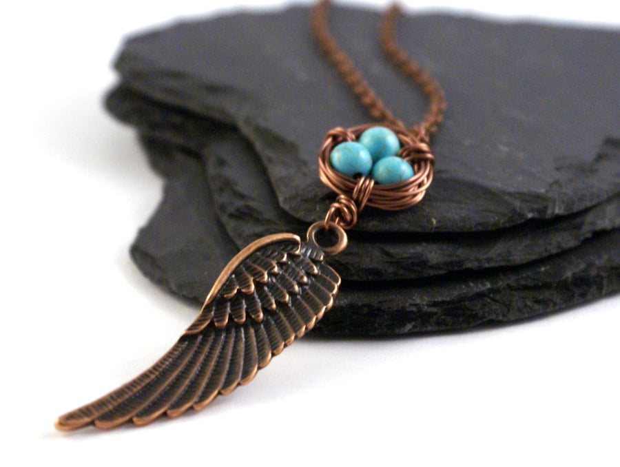 Turquoise Birds Nest Necklace