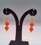 Orange and Gold Bead Earrings, Gift for Her, Orange Earrings, Beaded Earrings  - Image 3