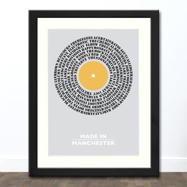 Made in Manchester A3 Typographic Art Print