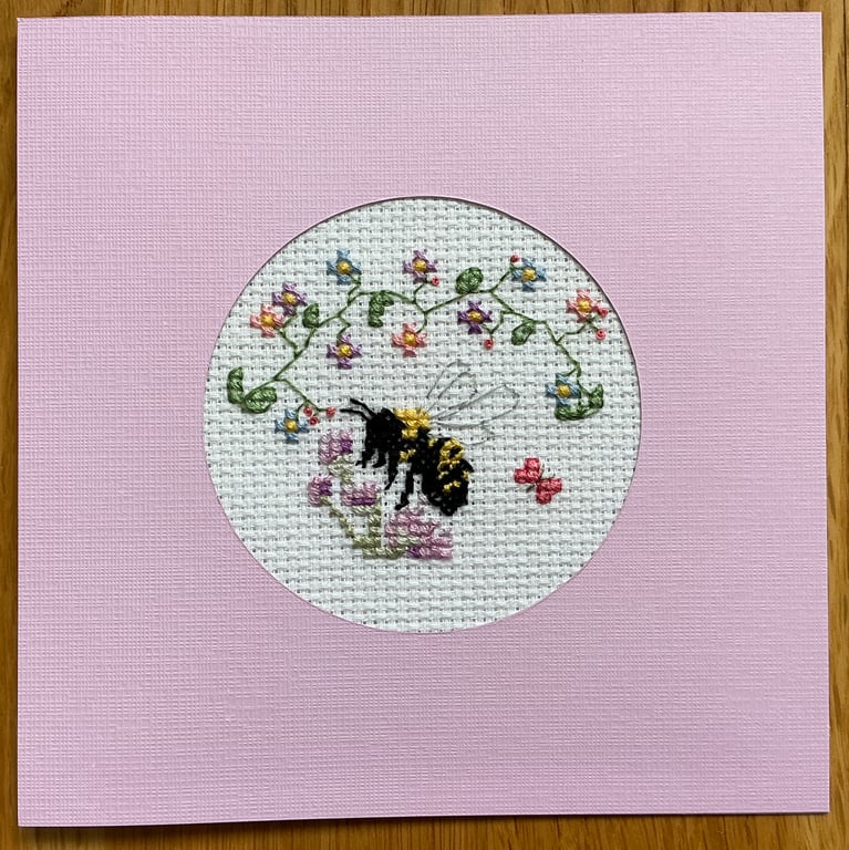 Bee Cross Stitch Card