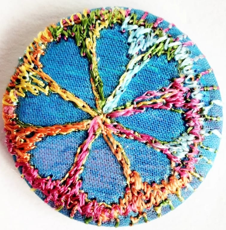 Buttons 1 inch button Hand Dyed Silks and Cottons Free Machine Embroidery Button