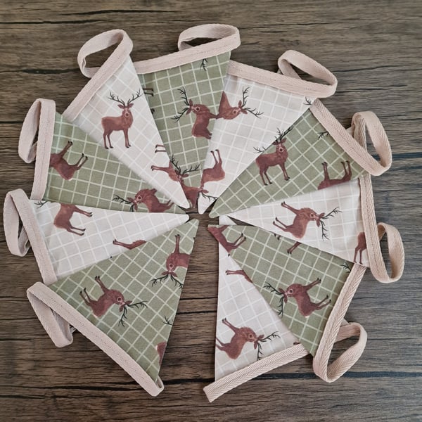 Stag Bunting Sage Green & Beige