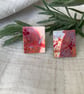 Dramatic Red Stainless Steel Post Earrings. - Image 2
