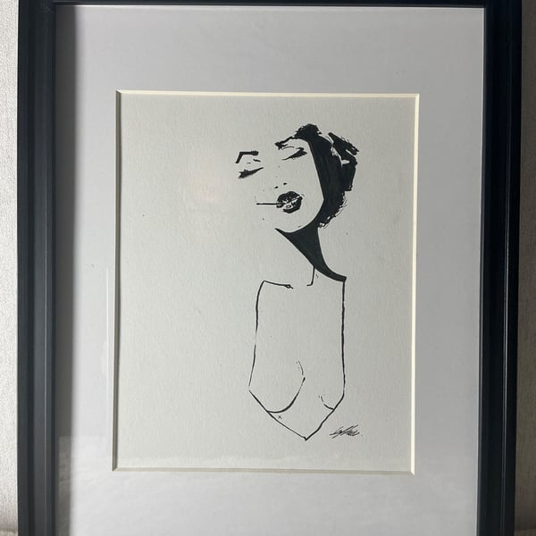 A4 original artwork - one of a kind - Nude - Portrait - signed