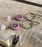 Rustic Pink Floral Earrings. Czech Glass Sunflower Earrings. Blossom Earrings - Image 4