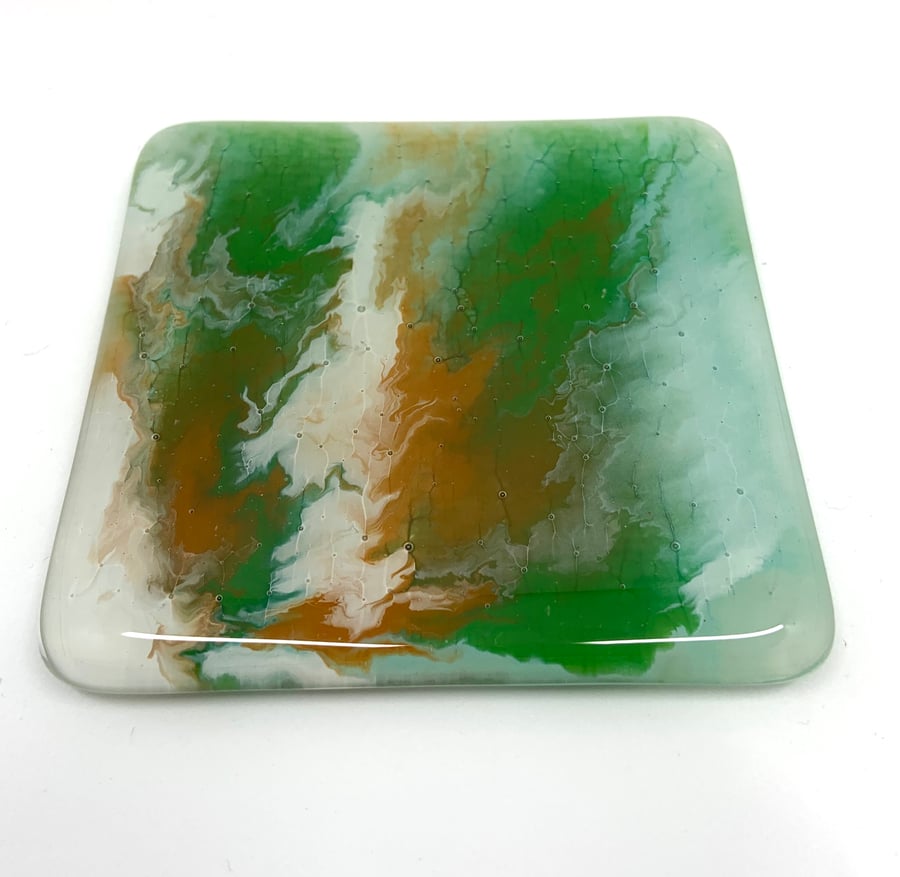 Fabulous Fused Glass Coaster painted with enamel paints.