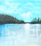 Frozen Lake Painting, Turquoise Winter Landscape, Ready Framed Acrylic Art - Image 1